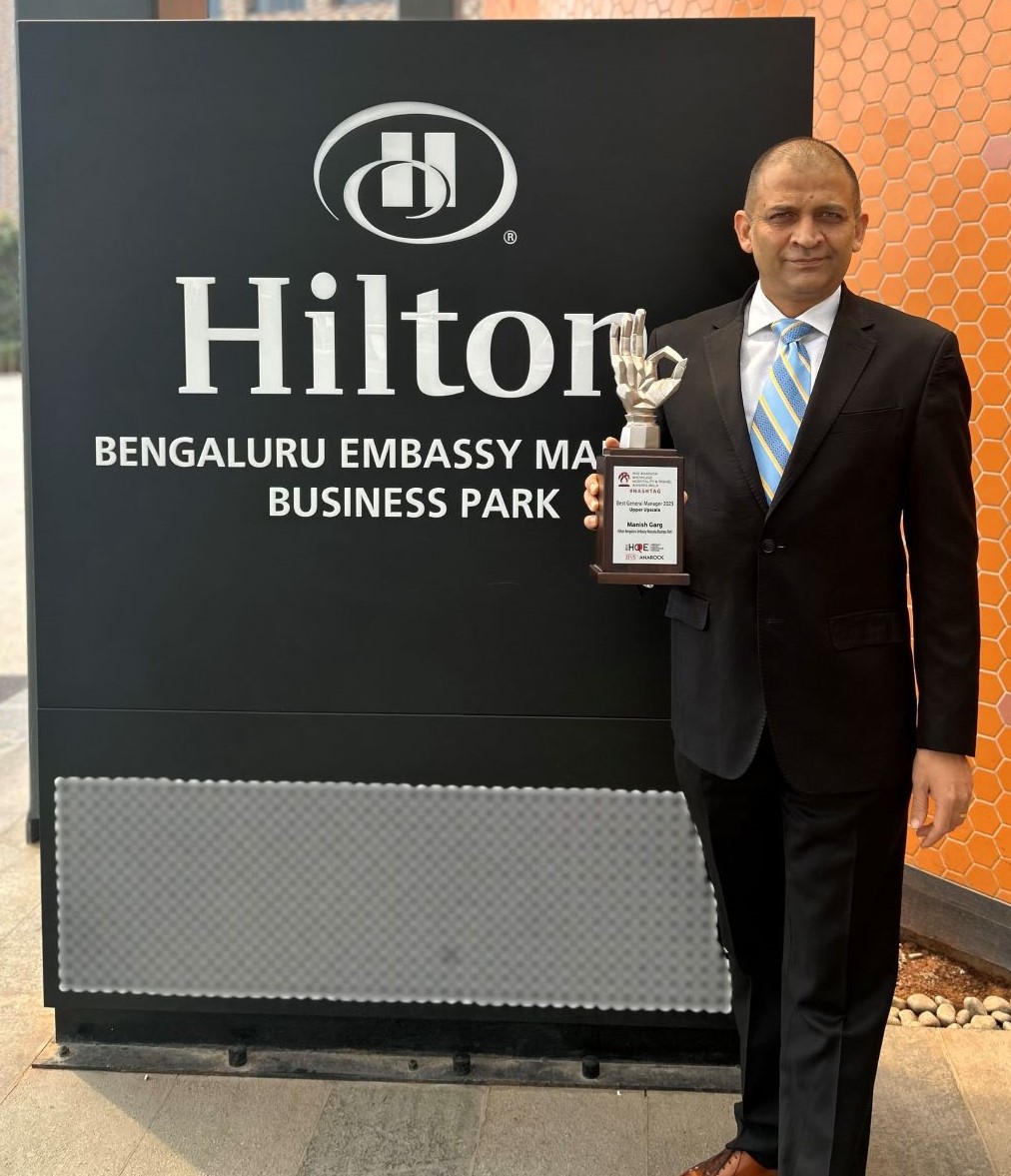 Celebrating Excellence: Manish Garg's Prestigious HVS ANAROCK Award at Hilton Bengaluru Embassy Manyata Business Park